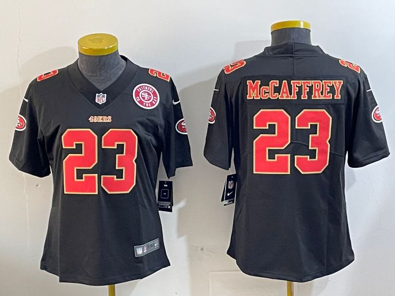 Youth San Francisco 49ers #23 Mccaffrey Black Gold 2024 Nike Vapor Limited NFL Jersey style 12021